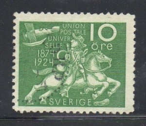 Sweden Sc 214 1924 10 ore UPU Post Rider & Airplane  stamp used