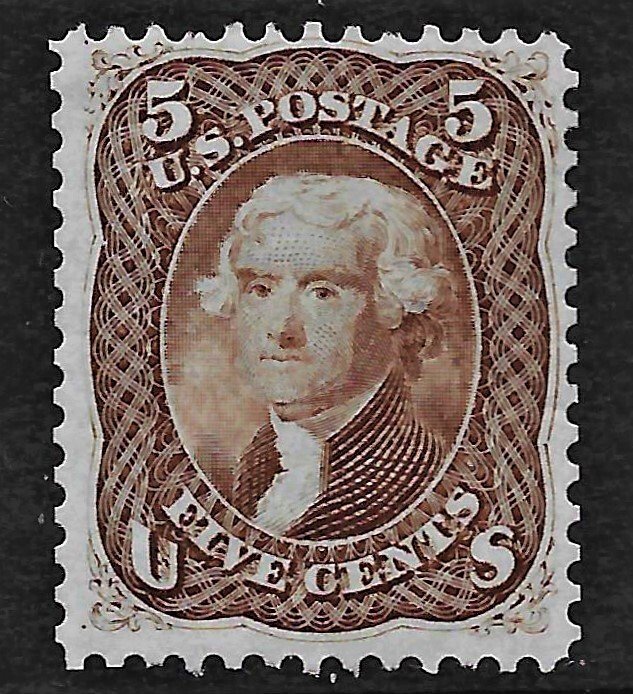 US 1863 Sc. 76 F unused, regummed, Weiss cert., Cat. Val. for no gum $550.00.