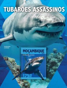 MOZAMBIQUE - 2016 - Killer Sharks - Perf Souv Sheet - Mint Never Hinged