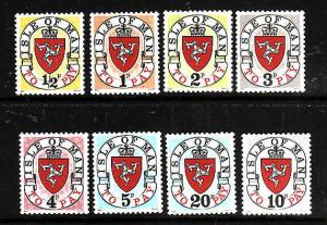 Isle of Man-Sc#J1-J8-unused NH set-Postage Dues-1973-