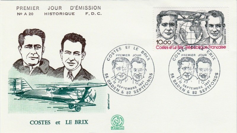 FRANCE - 1981 - Yv.PA55 enveloppe 1er jour FDC Costes & Le Brix (P.J)