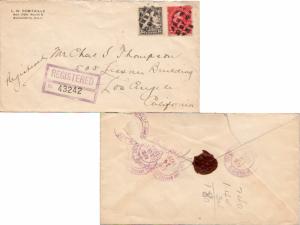 United States California Sacramento Registered 1929 violet double ring  2c Wa...