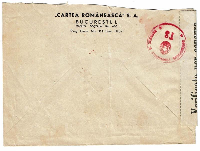 Romania WWII Censored Cover to Vichy France - Z399