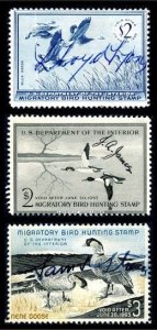 RW22–RW31 Federal Duck Stamps (1955–1964) – Used & Signed – 3 Stamp Lot
