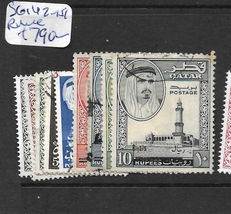 QATAR (P0902B) SHEIKH REVALUED SG 142-151  VFU   RARE!!!