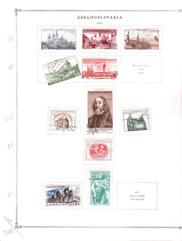 Collection,  Czechoslovakia Part B Scott Page, 1956/1964, Cat $107 Mint & Used