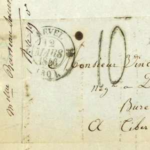 France Revel 1846 Stampless Cover w Letter Europe