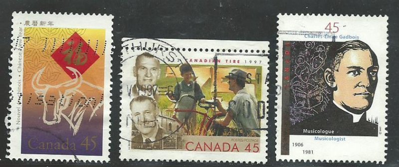 Canada #1630,1636,1637   -1   used VF 1997  PD