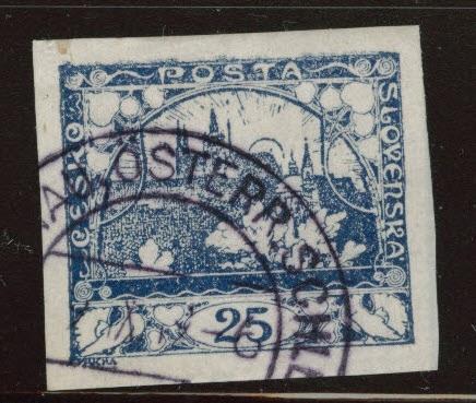 CZECHOSLOVAKIA Scott 5 Used imperforate stamp