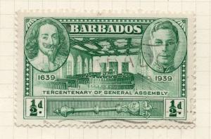 Barbados 1939 Early Issue Fine Used 1/2d. 290060