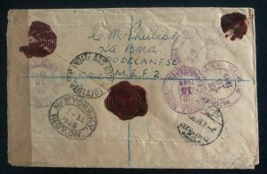 1946 Rhodes Island British Forces Post Office Censored Cover To Waterloo USA