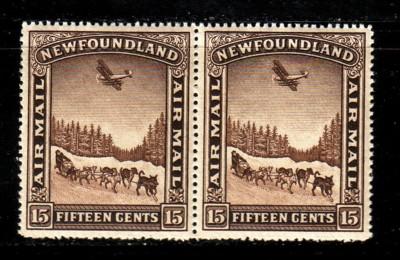 Newfoundland Sc C6 1931 15 c airmail stamp pair NH