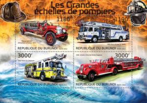 Burundi - Fire Engines - 4 Stamp Sheet - 2J-396