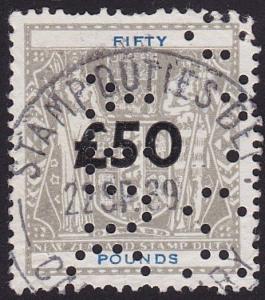 NEW ZEALAND ARMS STAMP DUTY £50 overprint used..............................7814