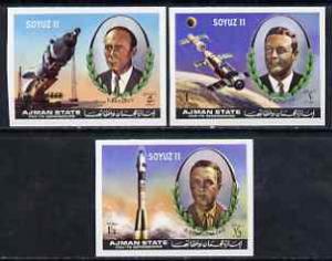 Ajman 1971 Soyuz 11 imperf set of 3 unmounted mint, Mi 12...