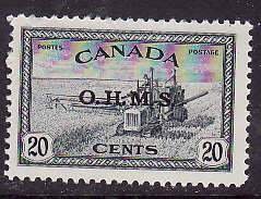Canada-Sc#O8- id2954-unused NH 20c KGVI-overprinted OHMS-1949-50-