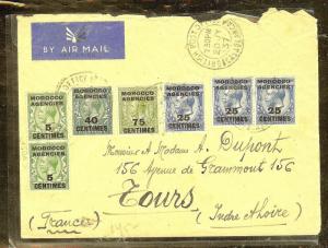 MOROCCO AGENCIES (P1206B) 1937 KGV 7 STAMP REG A/M TO FRANCE