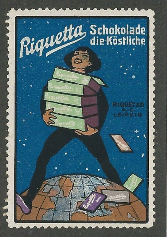 Riquetta, Chocolate, Germany, Early  Poster Stamp, Cinderella Label