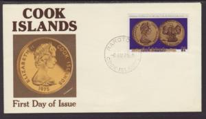 Cook Islands 433 Coin on Stamp U/A FDC