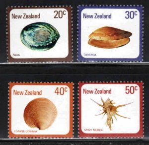 New Zealand #674-77 ~ Cplt Set of 4 ~ Sea Shells ~ Unused, LHM  (1978)