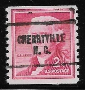 NC Precancels: Cherryville 704; Better Type ($1.50); 2c 1954 Liberty Coil #1055