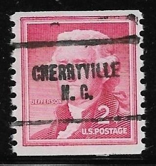 NC Precancels: Cherryville 704; Better Type ($1.50); 2c 1954 Liberty Coil #1055