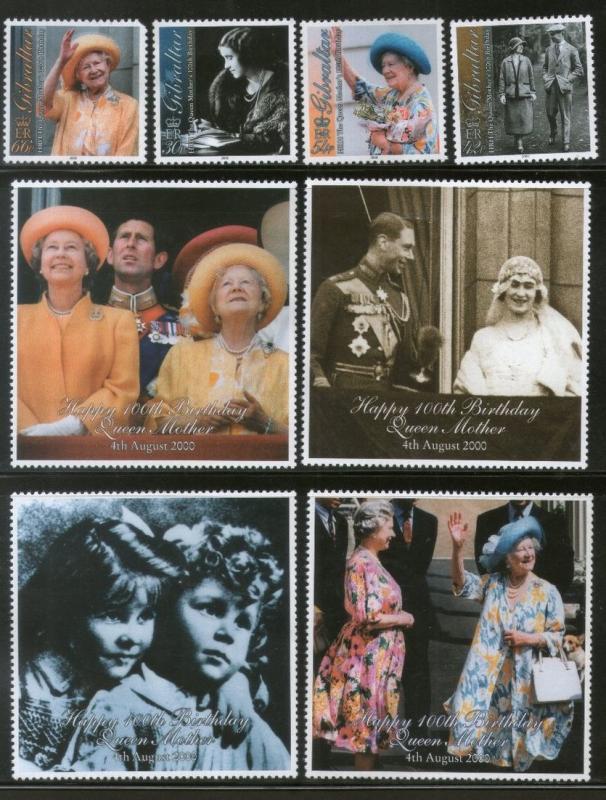 Gibraltar 2000 Queen Mother 100th B'day King George Sc 846-49 Label+4v MNH # ...