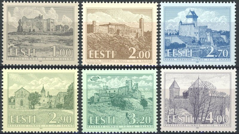 Estonia #244-245 #248-249 #251-252 Castles Architecture Europe Postage Mint NH