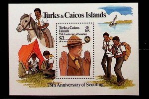 TURKS & CAICOS ISL. Sc 516 NH SOUVENIR SHEET OF 1982 - SCOUTS