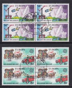 Belgium  #1031-1032  cancelled  1979  Europa  postal history in blocks of 4