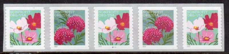 US 2022 5665a (5664-5665) Butterfly Garden Flowers Non-Profit (5c) PNC 5 MNH