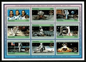 Tanzania 1994 - Apollo 11, Moon Landing, 25 Years - Sheet of 9v - 1248 - MNH