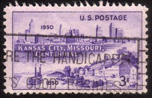 1950, US 3c, Kansas City Skyline, Used, Sc 994