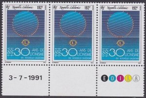 NEW CALEDONIA 1991 Lions 30th Anniv strip of 3 MNH.........................C1718