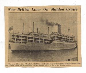 1937 England SS Orcades Maiden Voyage Ship Cover to Canada w clippings