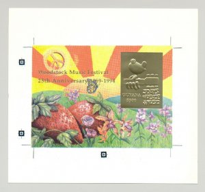 Guyana 1994 Woodstock, Butterflies 1v Gold S/S Proof