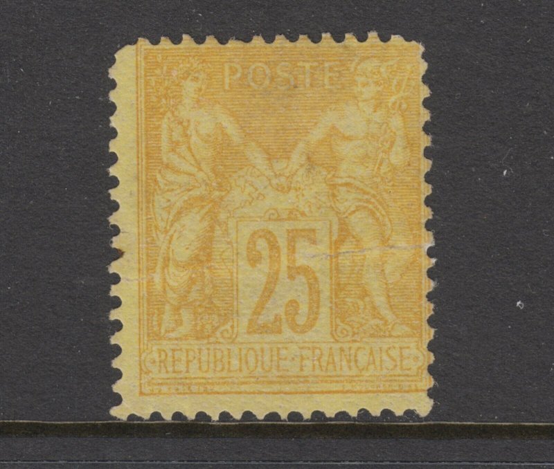 France Sc 99 unused 1879 25c Type Sage, expertly regummed  over crease, CV $340