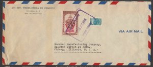 1950 Nicaragua postal history, Air Mail to U S commercial use, hand cancel