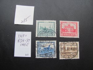 GERMANY 1930 USED SC B34-37 SET XF 140 EUROS (215) NEW USED COLL.