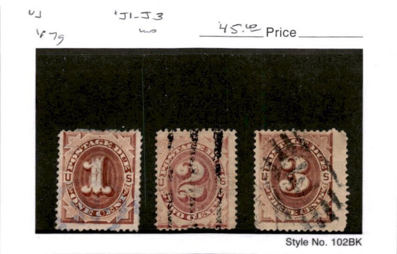 United States Postage Stamp, #J1-J3 Used, 1879 Postage Due (AB)
