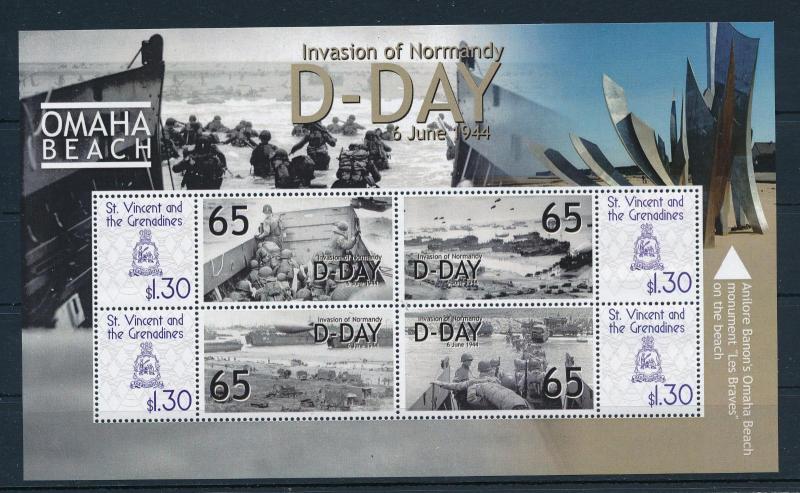 [81120] St. Vincent & Gren. 2009 WWII D-day Invasion of Normandy Sheet MNH