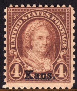 1929 U.S Martha Washington Kansas 4¢ Kans. o/p issue MNH Sc# 662 CV $35.00