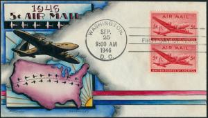 #C32 FDC BY DOROTHY KNAPP HAND PAINTED CACHET UNADDRESSED - XF - HV4438