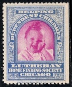 Early Vintage US Poster Stamp Lutheran Home Finding Society Chicago MNH