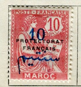 FRENCH MOROCCO; 1914 early Mouchon surcharged issue used 10c. value