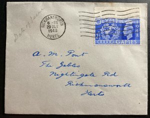 1948 Rickmansworth England First Day Cover FDC Olympic Games Wembley