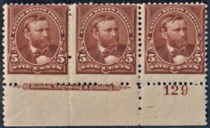 US 255 Bureau and Regular Issues Ave-F Mint LH/NH Plate # Strip cv $980