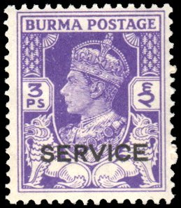 Burma O15 - Mint-H - 3p George VI, (ovpt) (1938) (cv $0.65)