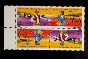 ROMANIA Sc 3539 NH TETE-BECHE PAIRS OF 1988 - STAMP DAY