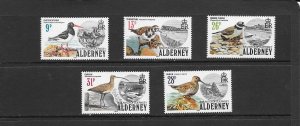 BIRDS - ALDERNEY #13-17  MNH